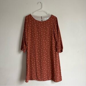 amour vert silk floral print long sleeve dress size small pink and white